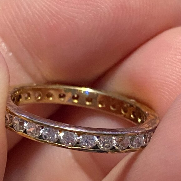 Gold Over Silver Size 6 Eternity Band Ring With Tourmaline Stones - Picture 4 of 5